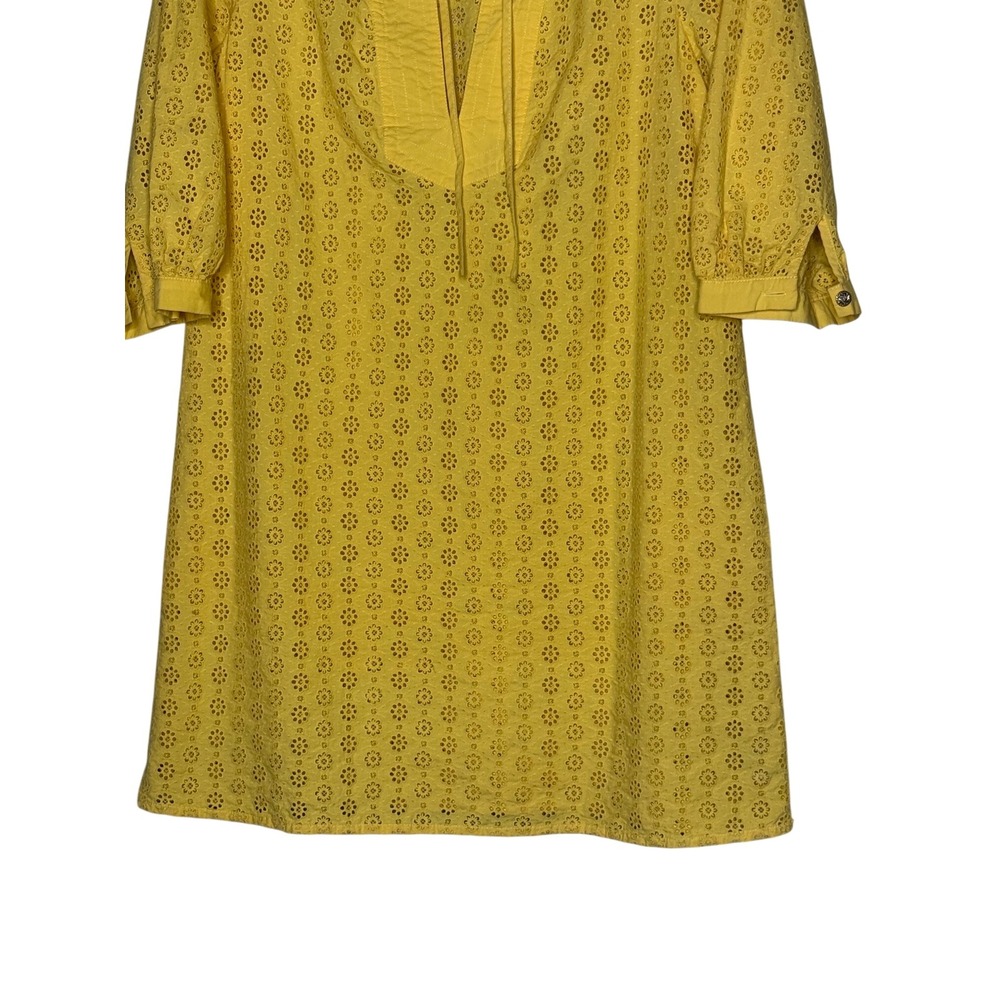 Y2K Juicy Couture Yellow Eyelet Boho Mini Dress Cottagecore Medium - Picture 4 of 9
